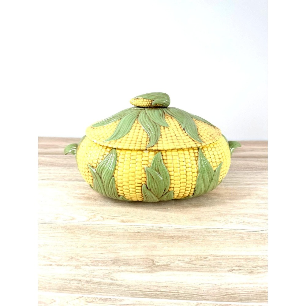 VTG Ceramic Corn Soup Tureen Vegetable Bowl Cottagecore